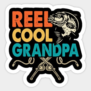 Reel Cool Grandpa Fishing Retro Vintage Sticker